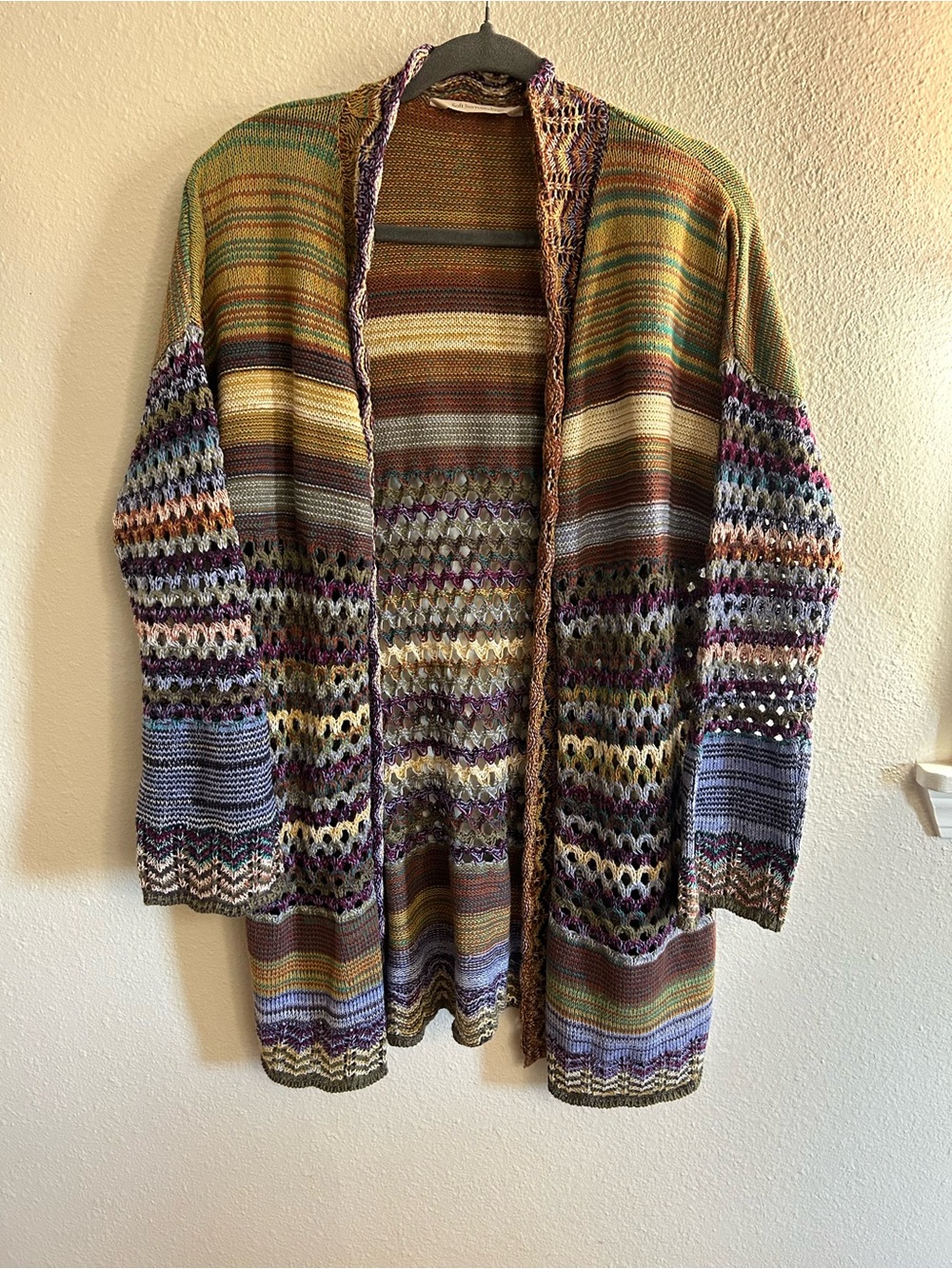 Soft Surroundings Albi Crochet Knit Long Cardigan Women’s Size L